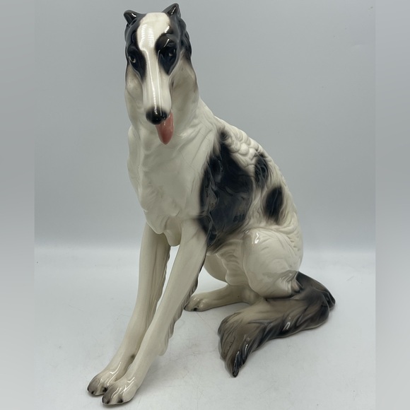 Cuernavaca Mexico Hand Painted Ceramic Borzoi Russian Wolfhound Dog Sculpture
